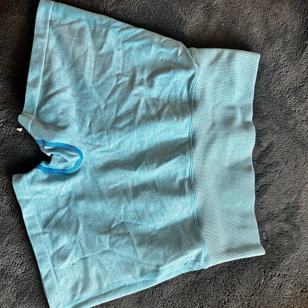 Aqua, athletic shorts, Victoria’s Secret pink